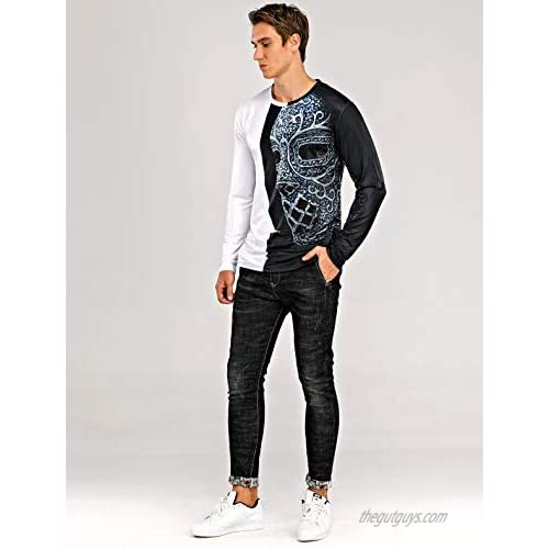 Men's 3D Graphic T-Shirt Long Sleeve Daily Tops Basic Round Neck