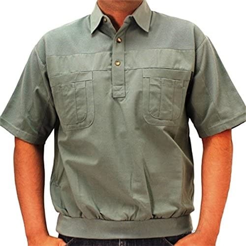 Banded Bottom Big and Tall Palmland S/S 4 Pocket Woven Shirt - 6030-200BT Sage