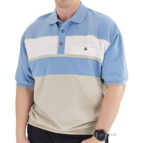 Classics by Palmland Horizontal French Terry Knit Banded Bottom Shirt Light Blue - Big and Tall - 6090-BL2