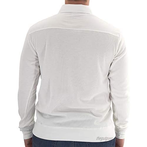 Mens Long Sleeve Solid Knit Banded Bottom Shirt with Woven Chest Panel 6042-22N