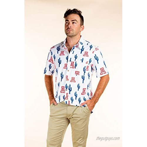 Tellum and Chop Mens Wildcats Hawaiian Button Down Short Sleeve Floral Shirt