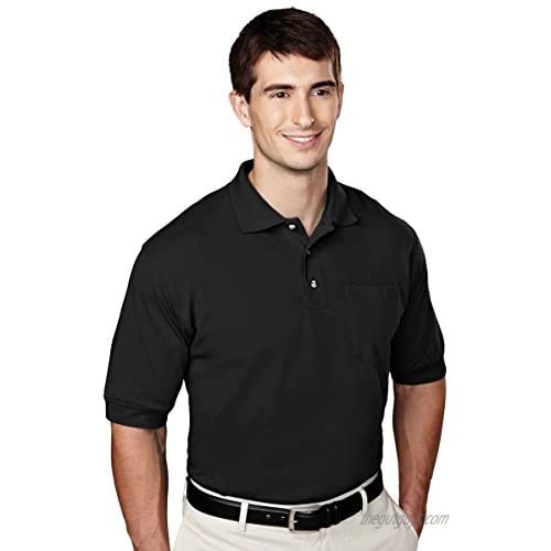 Tri-Mountain 106 Mens pique pocketed golf shirt - Black - 2XLT