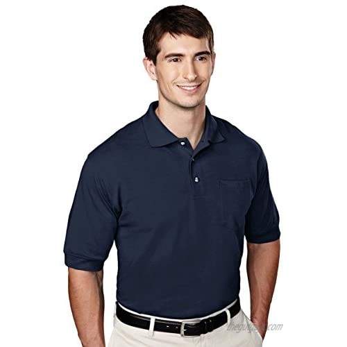 Tri-Mountain 106 Mens pique pocketed golf shirt - Navy - 2XLT