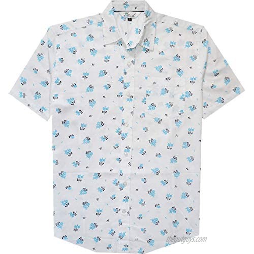 ALVISH Shirts for Men Short Sleeve Casual Regular Fit Cotton Shirt Button Down Pocket