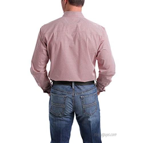 Cinch Men's Modern Fit Orange Geo Print Long Sleeve Western Shirt