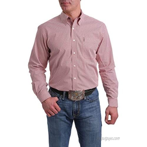 Cinch Men's Modern Fit Orange Geo Print Long Sleeve Western Shirt
