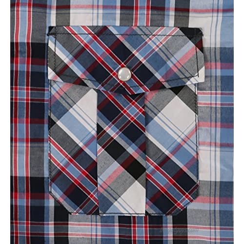Coevals Club Men's Casual Plaid Pearl Snap Button Front Short Sleeve Shirt Regular Fit