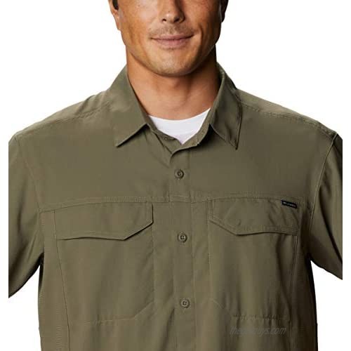 Columbia Men's Silver Ridge Lite Short Sleeve Shirt UV Sun Protection Moisture Wicking Fabric Stone Green Medium