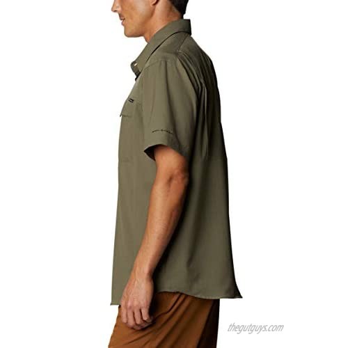 Columbia Men's Silver Ridge Lite Short Sleeve Shirt UV Sun Protection Moisture Wicking Fabric Stone Green Large
