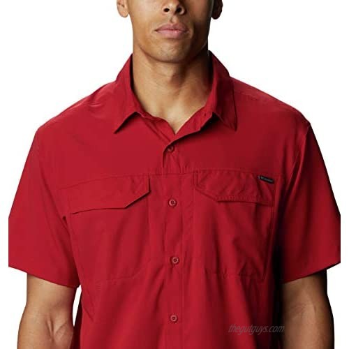 Columbia Men's Silver Ridge Lite Short Sleeve Shirt UV Sun Protection Moisture Wicking Fabric Red Velvet Large