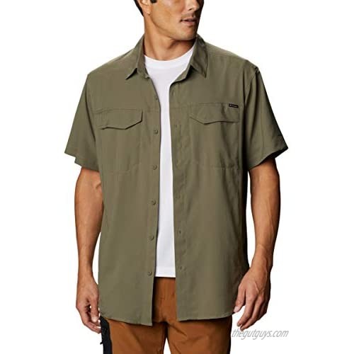 Columbia Men's Silver Ridge Lite Short Sleeve Shirt  UV Sun Protection  Moisture Wicking Fabric  Stone Green  Medium