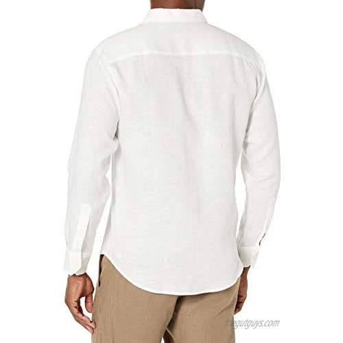 Cubavera Men's Long Sleeve 100% Linen Engineered Print Shirt