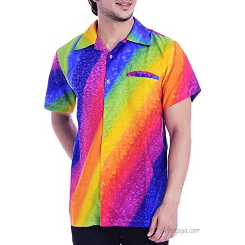 Hawaiian Shirt for Men's Short Sleeve Rainbow Print Casual Fashion Beach Shirt