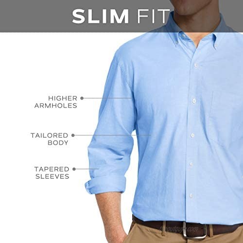 IZOD Men's Slim Fit Button Down Long Sleeve Stretch Performance Tattersal Shirt
