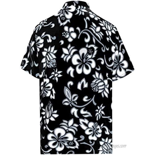 LA LEELA Men's Regular Fit Hawaiian Shirt Beach Aloha Party Camp Shirt Printed A
