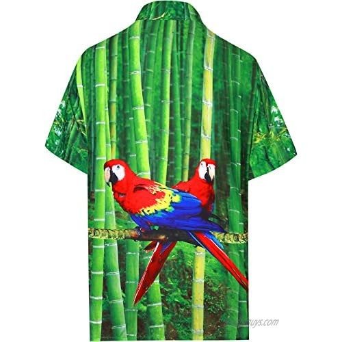 LA LEELA Men's Tropical Beach Camp Short Sleeve Hawaiian Shirt