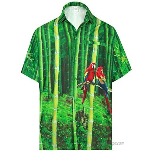 LA LEELA Men's Tropical Beach Camp Short Sleeve Hawaiian Shirt
