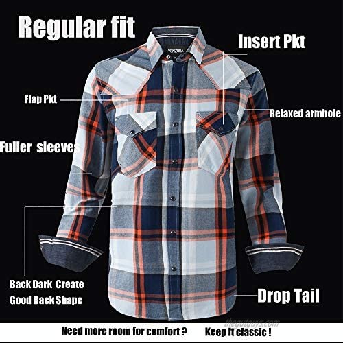 Men's Western Flannel Casual Shirt Two Pocket Long Sleeve Snap Shirt