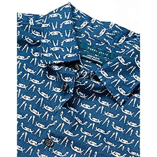 Perry Ellis Men's Short Sleeve Gondola Print Linen Shirt