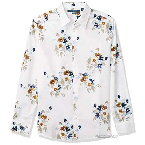 Perry Ellis Men's Slim Fit Floral Print Long Sleeve Button-Down Shirt