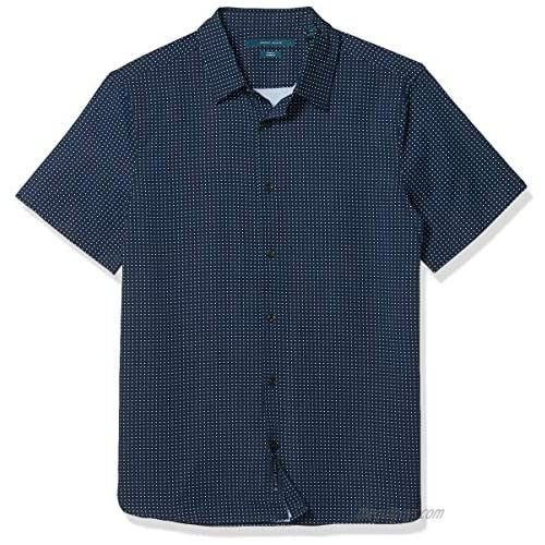 Perry Ellis Men's Total Stretch Slim Fit Dot Print Short Sleeve Button-Down Shirt
