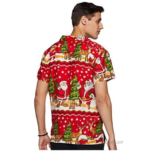 Stylore Hawaiian Christmas Shirt for Men Short-Sleeve Tropical Vacation