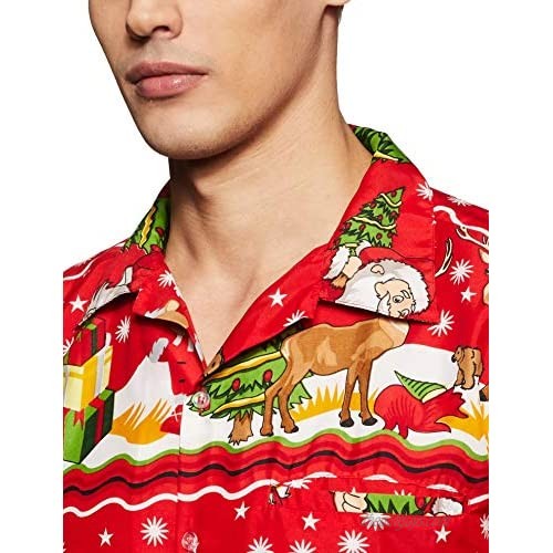 Stylore Hawaiian Christmas Shirt for Men Short-Sleeve Tropical Vacation