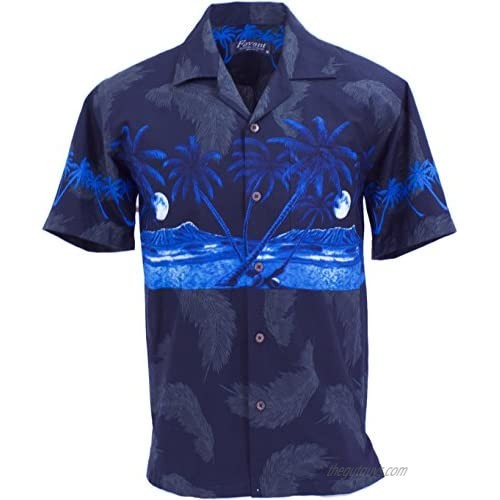 Tropical Luau Beach Palm Tree Print Men’s Hawaiian Aloha Shirt
