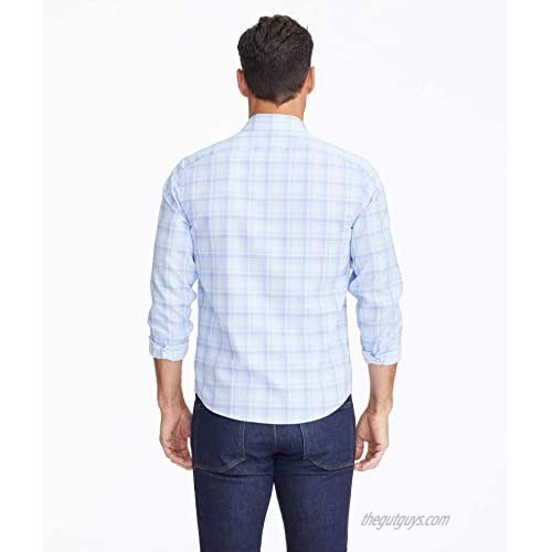 UNTUCKit Pinord - Untucked Shirt for Men Long Sleeve Light Blue Check