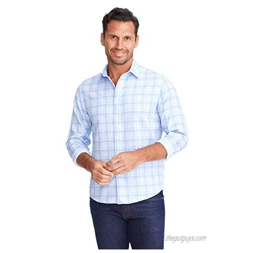 UNTUCKit Pinord - Untucked Shirt for Men  Long Sleeve  Light Blue Check