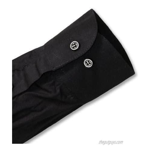 Biagio Men's 100% Cotton Solid Black Color Dress Shirt w/Convertible Cuffs