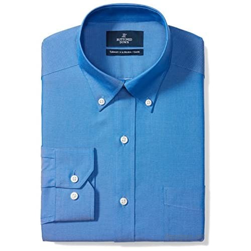  Brand - Buttoned Down Men's Tailored-Fit Button Collar Pinpoint Non-Iron Dress Shirt  French Blue  16.5" Neck 38" Sleeve