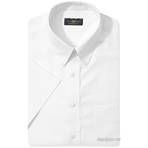 Club Room Mens The Estate Shirt Cotton Short Sleeves Dress Shirt White S