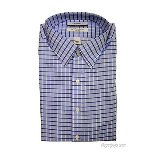 Cremieux Non Iron Slim Fit Spread Collar Checked Dress Shirt S95DH123 Blue Multi