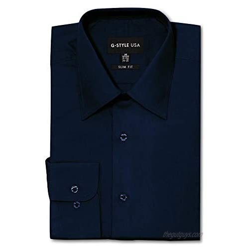 G-Style USA Men's Slim Fit Dress Shirt - Navy - XL/17-17.5/32-33