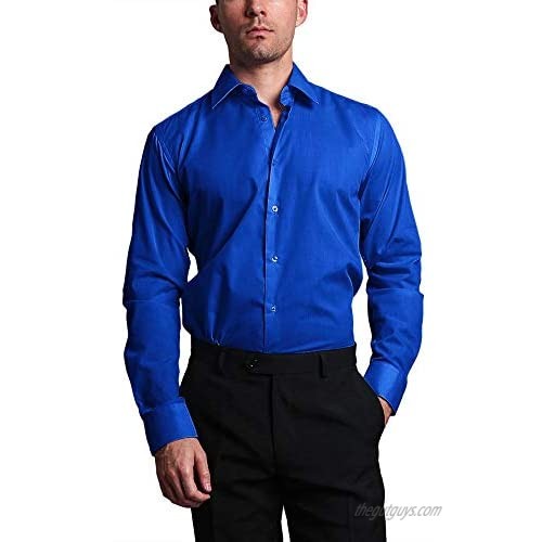 G-Style USA Men's Slim Fit Dress Shirt - Royal Blue - L/16-16.5/36-37