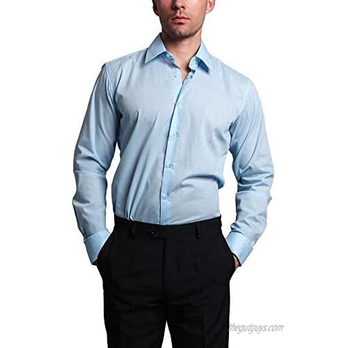 G-Style USA Men's Slim Fit Dress Shirt - Sky Blue - S/14-14.5/32-33