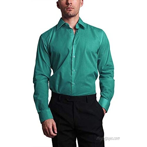 G-Style USA Men's Slim Fit Dress Shirt - Teal - L/16-16.5/32-33