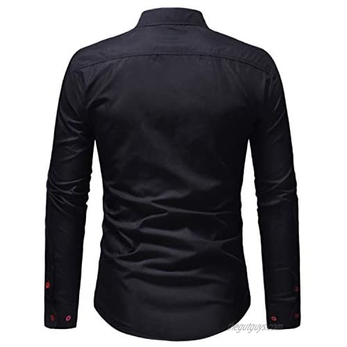 Kabby 2018 Fashion Male Shirt Long Sleeves Tops Embroidered Cotton Shirt Mens Dress Shirts Slim Men Shirt