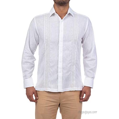 Manchester Men's Guayabera Shirt Long Sleeve Regular Fit