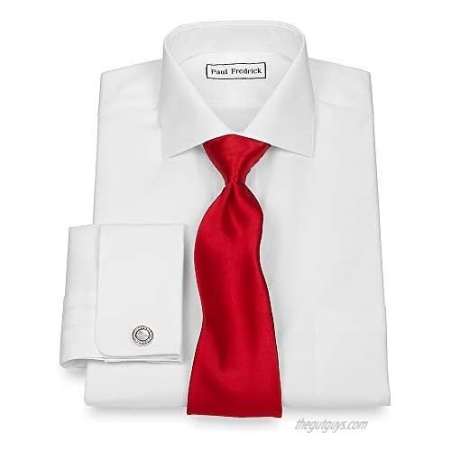 Paul Fredrick Men's Slim Fit Pure Cotton Solid Spread Collar Dress Shirt