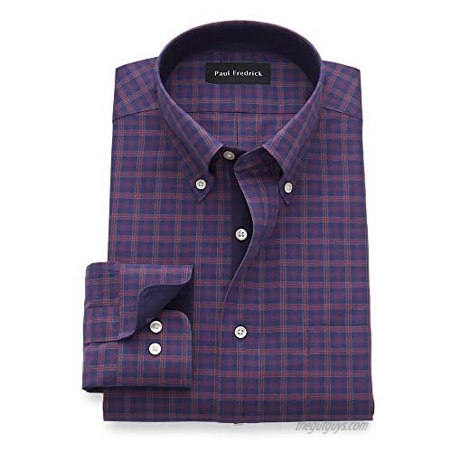 Paul Fredrick Men's Tailored Fit Non-Iron Cotton Tartan Dress Shirt