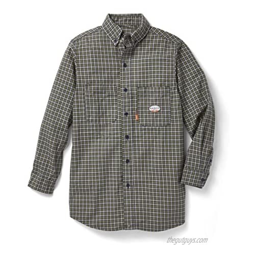 Rasco FR Men's Plaid Dress Shirt 7.5 Oz 100% Cotton