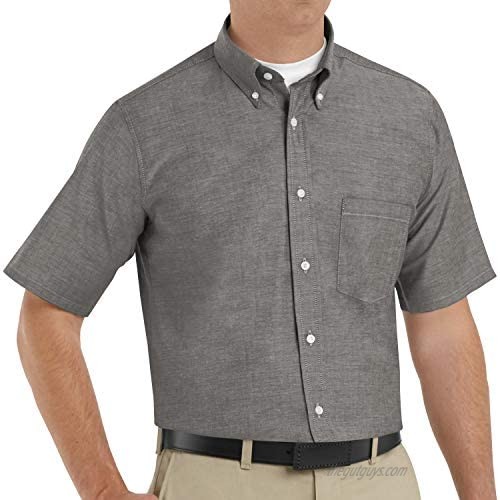 Red Kap Men's Size Executive Oxford Dress Shirt  Short Sleeve  Solid Grey  Large/Tall