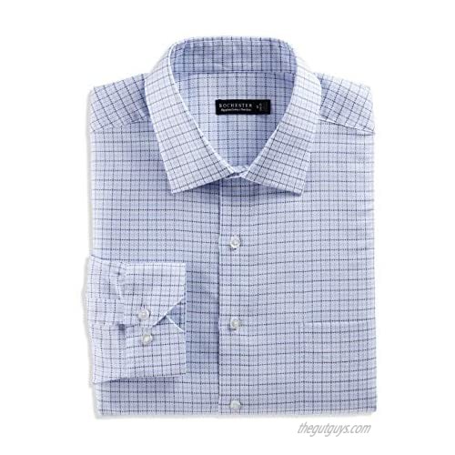 Rochester by DXL Big and Tall Multi Textured Check Dress Shirt  Blue