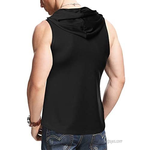 Annystore Mens Sleeveless Hooded Shirts Gym Workout Tank Tops with Hoodies Muscle T-Shirt Tee