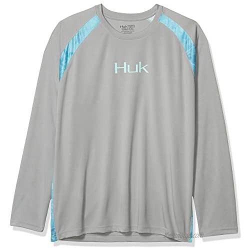 Huk Men's Strike Solid Long Sleeve Shirt | Long Sleeve Performance Fishing Shirt With +30 UPF Sun Protection & Water Repellent & Stain Resistant Material  Gray  3X-Large