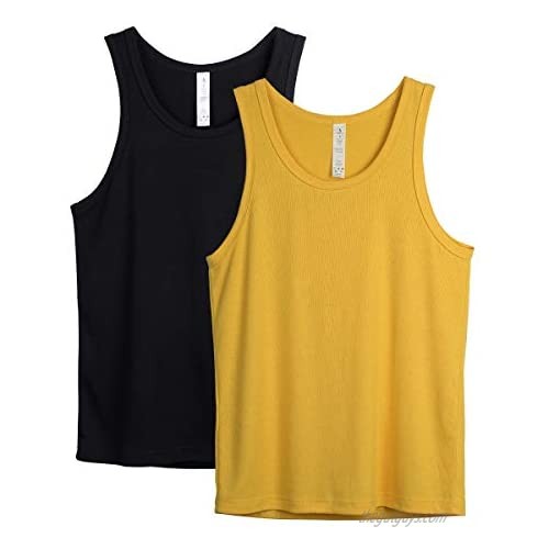 icyzone Workout Tank Tops for Men - Athletic Tops Muscle Tank  Gym Running Exercise Shirts (Pack of 2)