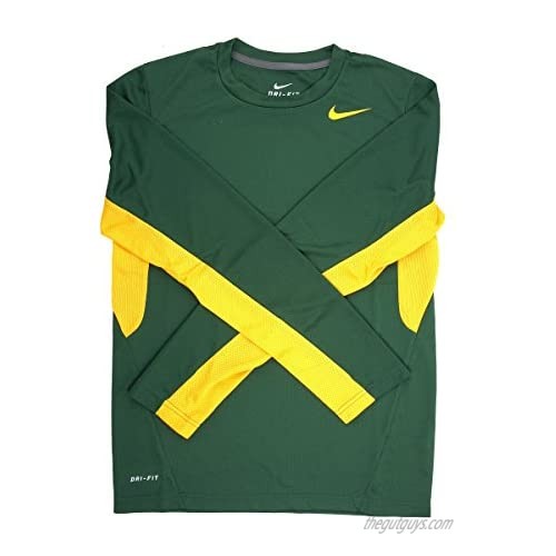 Nike Men's Vapor Green/Orange Dri-Fit Long Sleeve Training Shirt - 2X Large