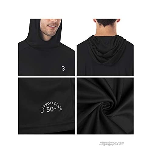 Soniz Men's UPF 50+ Sun Protection Long Sleeve Hoodie Quick Dry Lightweight Running Outdoor Shirt